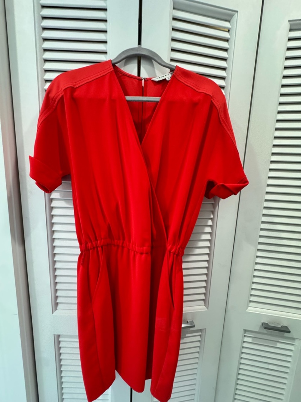 Trina Turk Bright Red V-Neck Mini Dress